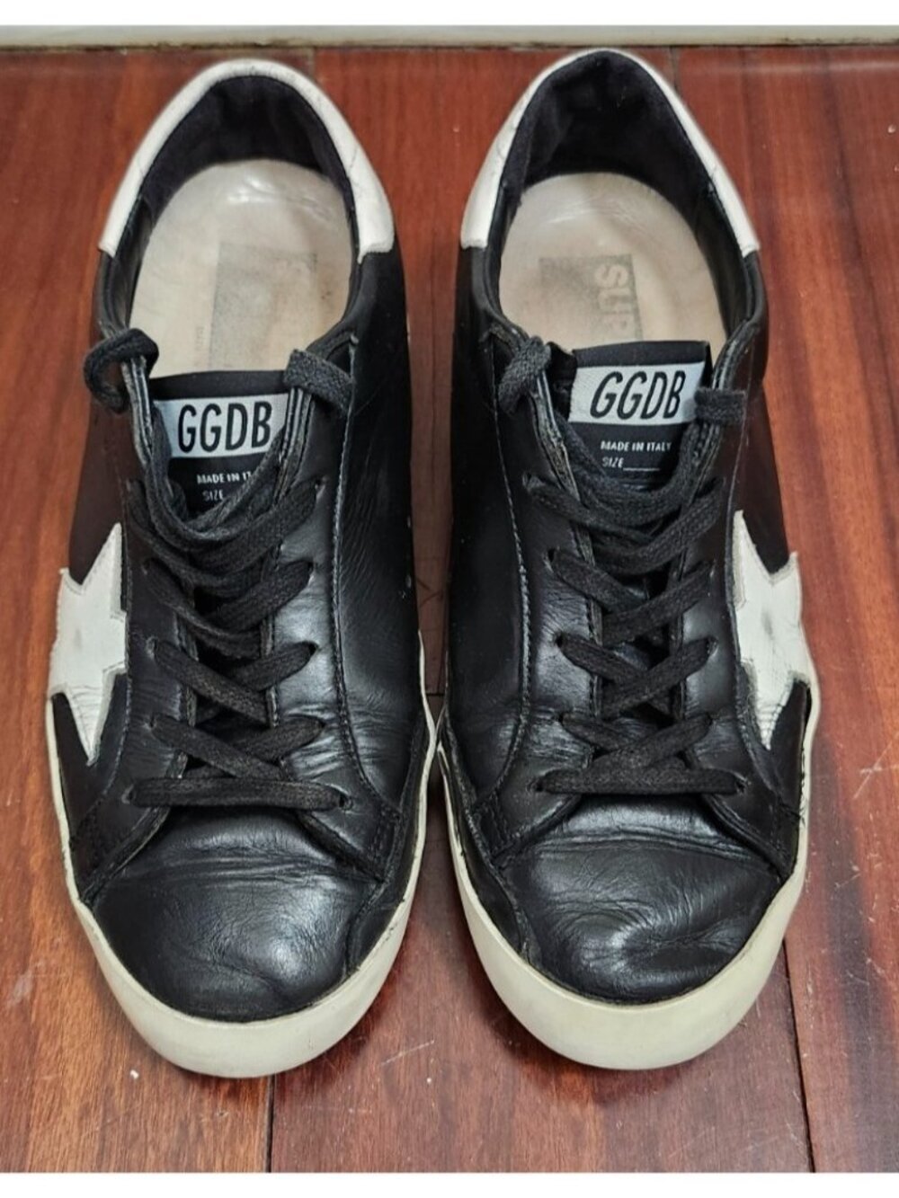 Golden Goose Superstar Black White Leather Sneakers EU 38 US 7.5 GGDB Italy